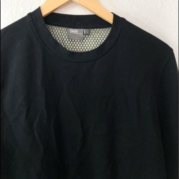 ASOS Black Long Sleeve Shirt With Green Netting - Picture 3 of 7